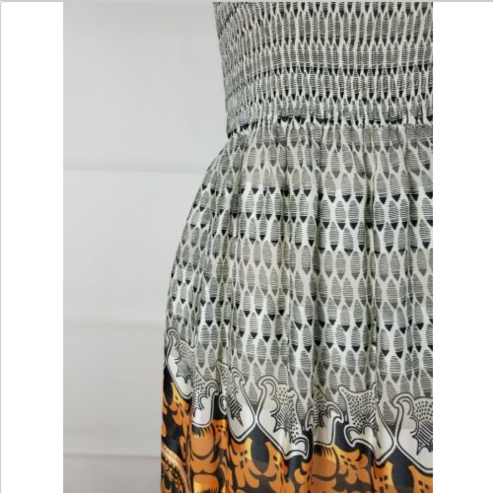MSSP Size M Dress Stretch Waist Gold Silver A Line - Picture 2 of 6
